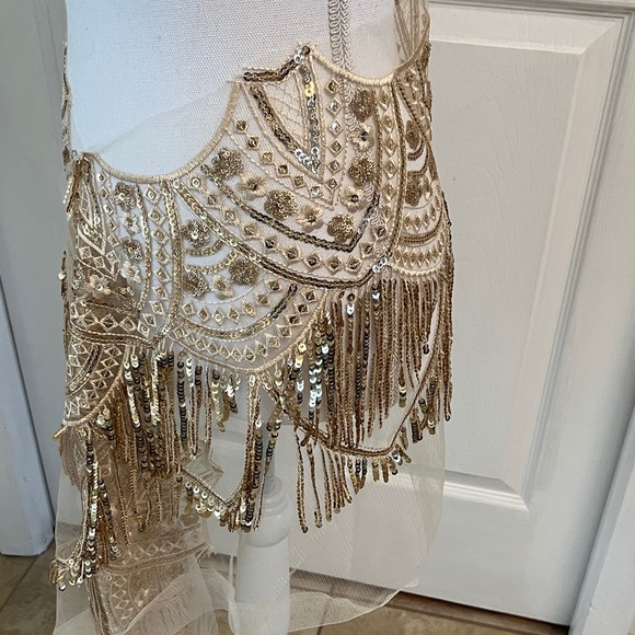 Gold Sequin Fringe Hip Scarf - Picture 3 of 5